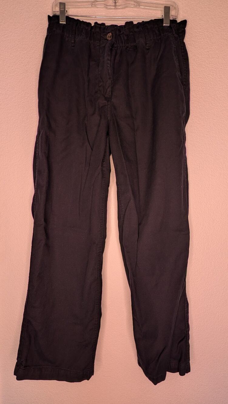 Gap Womens Cotton Blend Navy Blue Trousers L Stretch Comfort Casual Travel Ankle